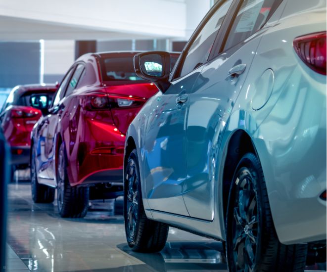 Brand new cars inside a car dealership